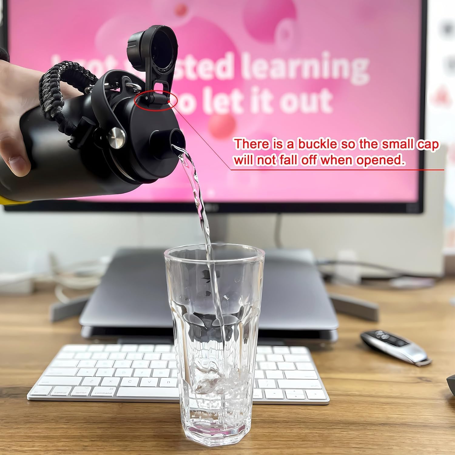 Straw Lid for Hydro Flask Wide Mouth Bottle 16 18 20 32 40 64oz,Flip Flask Cap for Hydroflask,Leak Proof Sports Water Bottle Top Accessories
