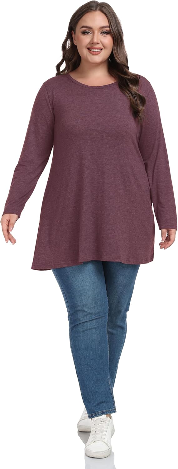 Shiaili Classic Plus Size Tunic Tops with Pockets Heather Long Shirt for Women - Image 4