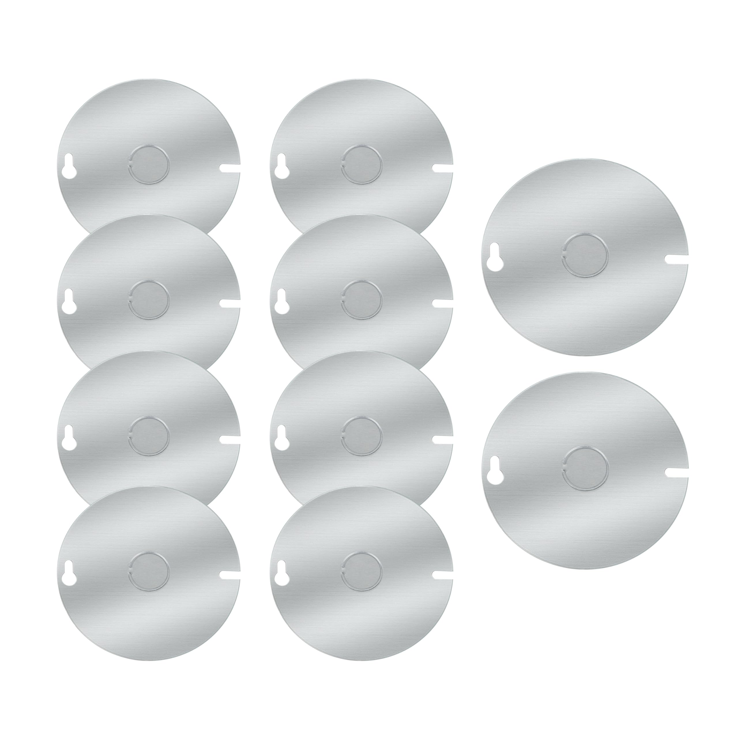Photo 1 of 10-Pack Round Electrical Box Cover, 4 Inch Metal Junction Box Covers with 1/2 Inch Knockout, Flat Outlet Box Cover for 4 inch Round Box and Octagonal Box