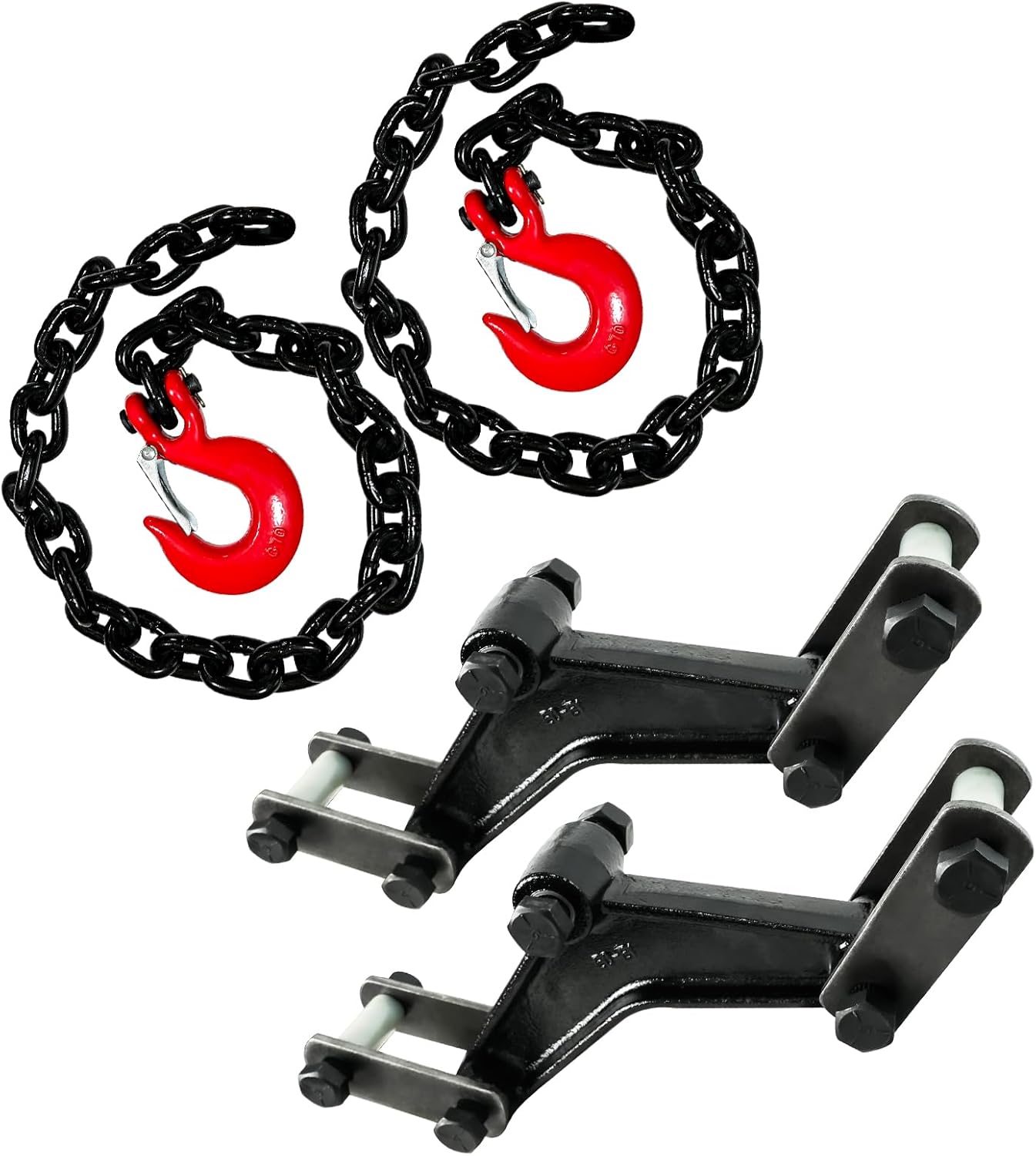 5/16" Trailer Safety Chains G80 Trailer Chains with G70 Clevis Safety Hooks+Trailer Shackle Kit, Heavy Duty Tandem Trailer Axle Shackle Kit,