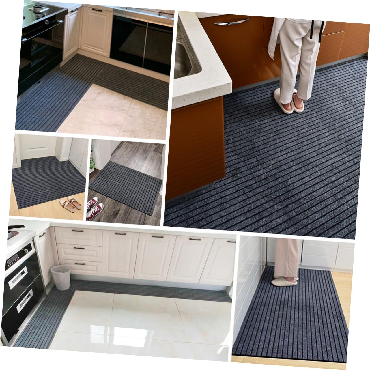 BESPORTBLE Tappetino da Bagno e Cucina Antiscivolo, Assorbente, Motivo a Righe, Tocco Confortevole, per Casa e Bagno, Stile Semplice
