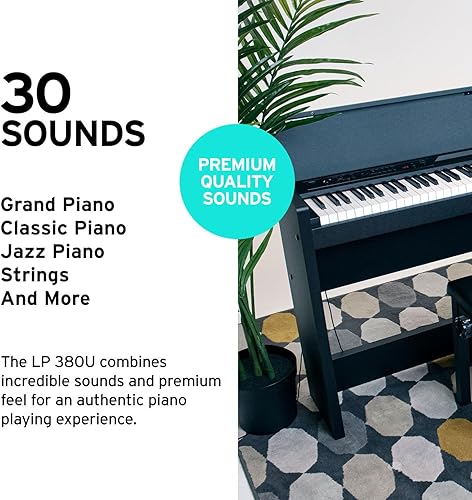 Miniatura 2 de KORG LP-380U Piano digital para el hogar con teclado totalmente pesado de 88 teclas, altavoces integrados, soporte para muebles y unidad de 3
