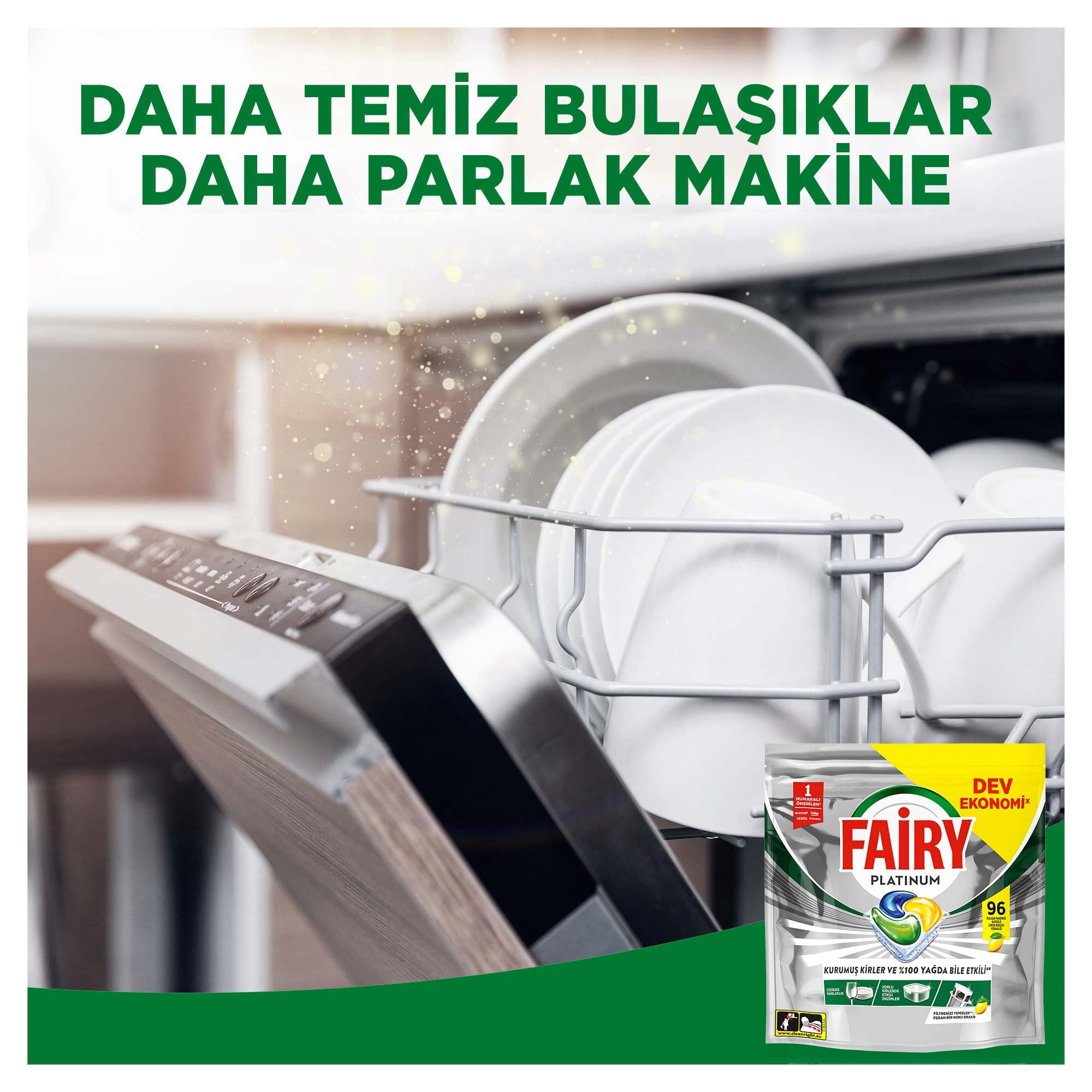Fairy Platinum Bulaşık Makinesi Deterjanı Kapsülü/Tableti 96 Yıkama Limon Kokulu