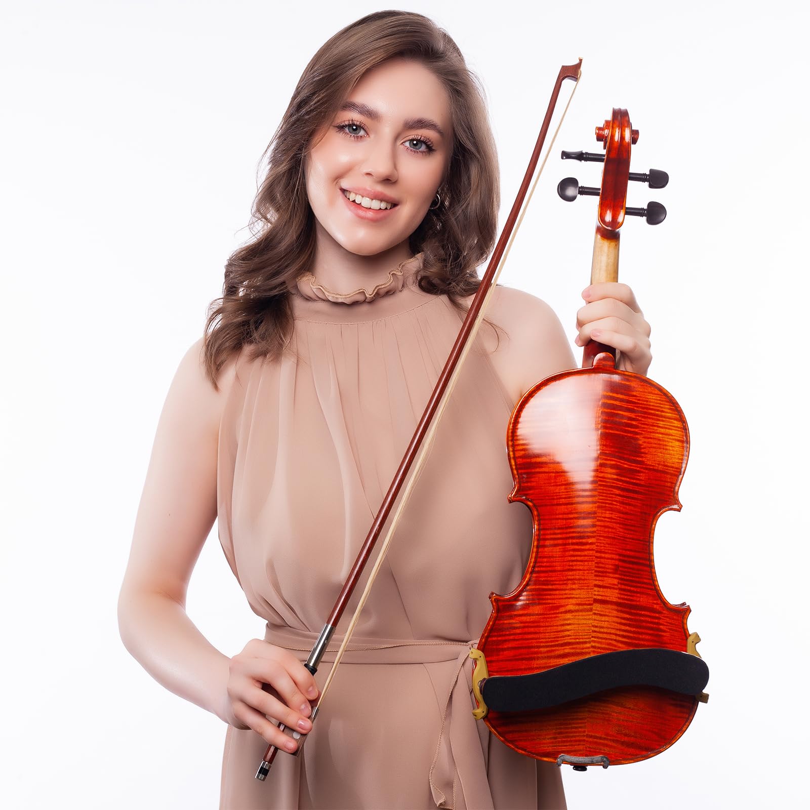 Ecotown Maple Wood Violin Shoulder Rest for 3/4 & 4/4 Violins, 13”-14” Violas, Ergonomic, Adjustable Height & Width - Image 4