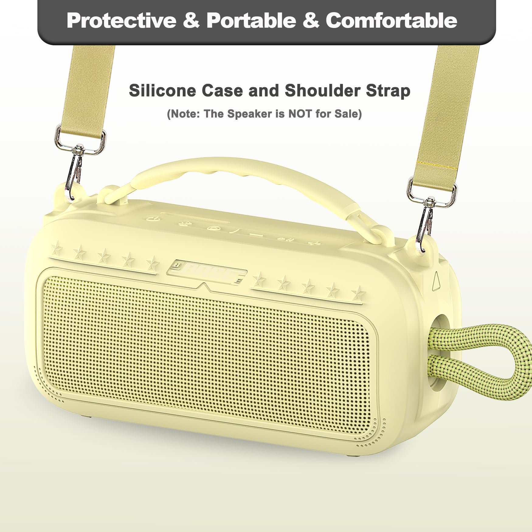 JCHPINE Silikonhülle und harte Tragetasche für Bose SoundLink Plus Lautsprecher, Schutzhülle aus Silikon mit Griff und Schultergurt (gelbe Hülle)