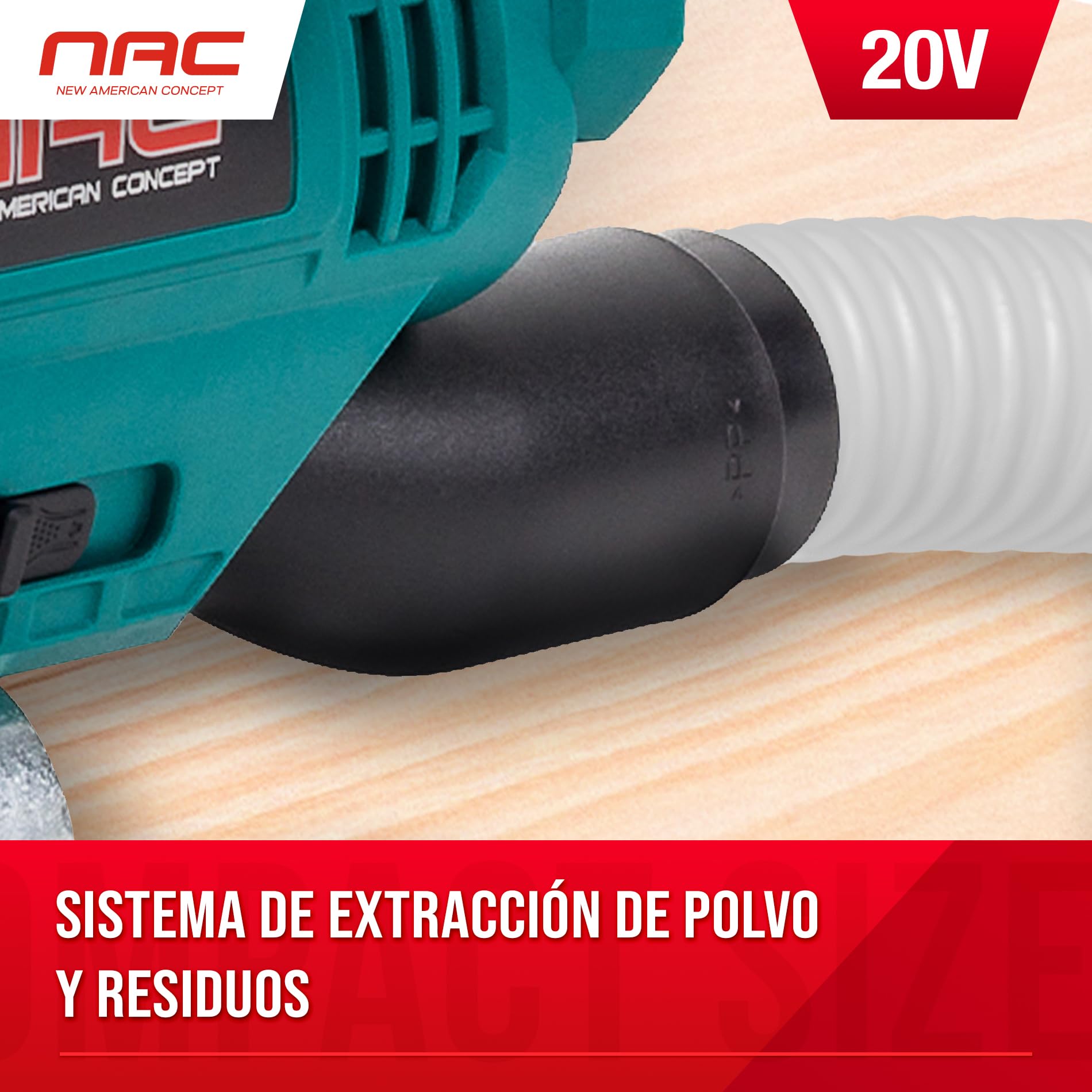 NAC Caladora Batería 20 V, Kit 2 Ah, Corte 80 mm | Sierra de calar, caladoras para madera, 0-2700 rpm, ángulo 0-45°, sistema T, guía lateral