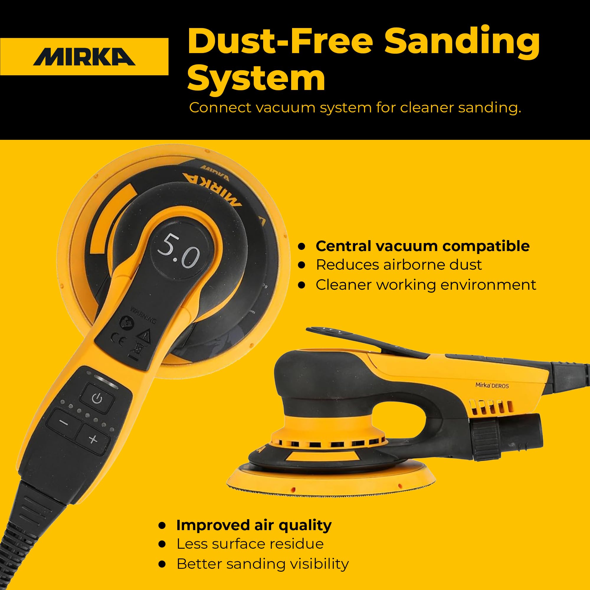Mirka DEROS II - Levigatrice orbitale a disco 650X da 15,2 cm con custodia