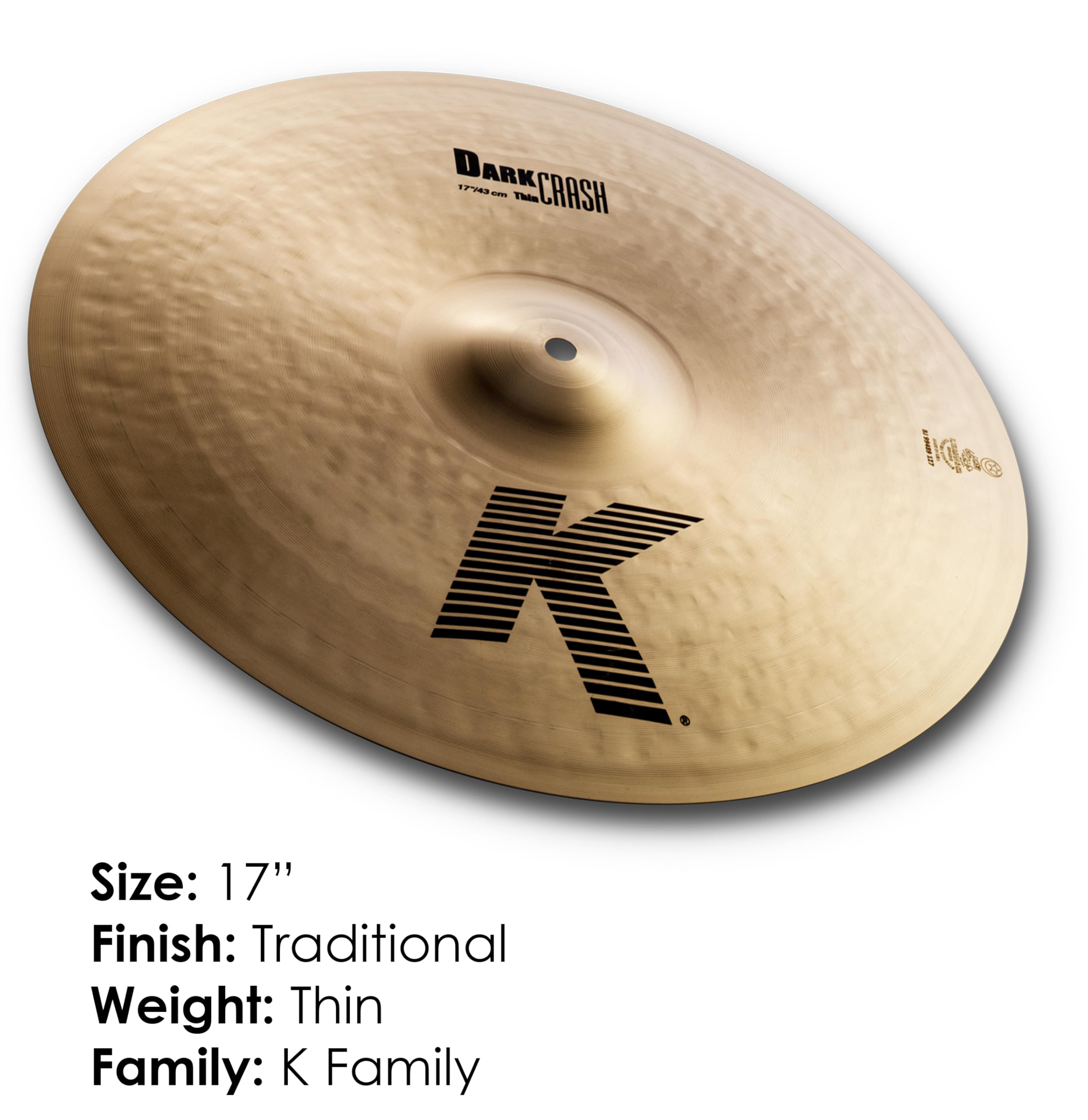 Zildjian K' Dark Crash Thin 17", Traditional Finish - Piatto Crash