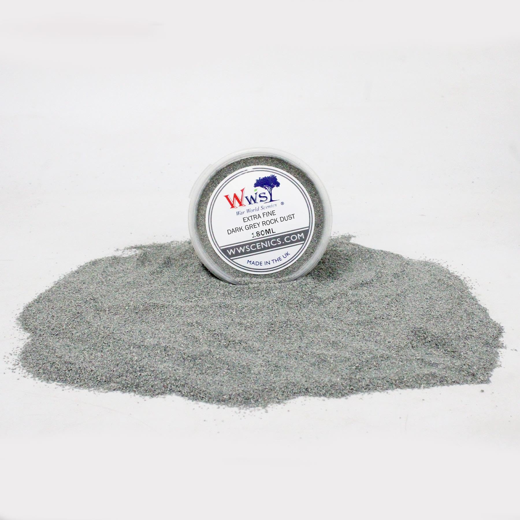WWScenics Polvere di Rocce Grigio Scuro Extra Fine 0-1mm | 180ml | Modellismo Materiali Paesaggio Scenario Wargame Terrain