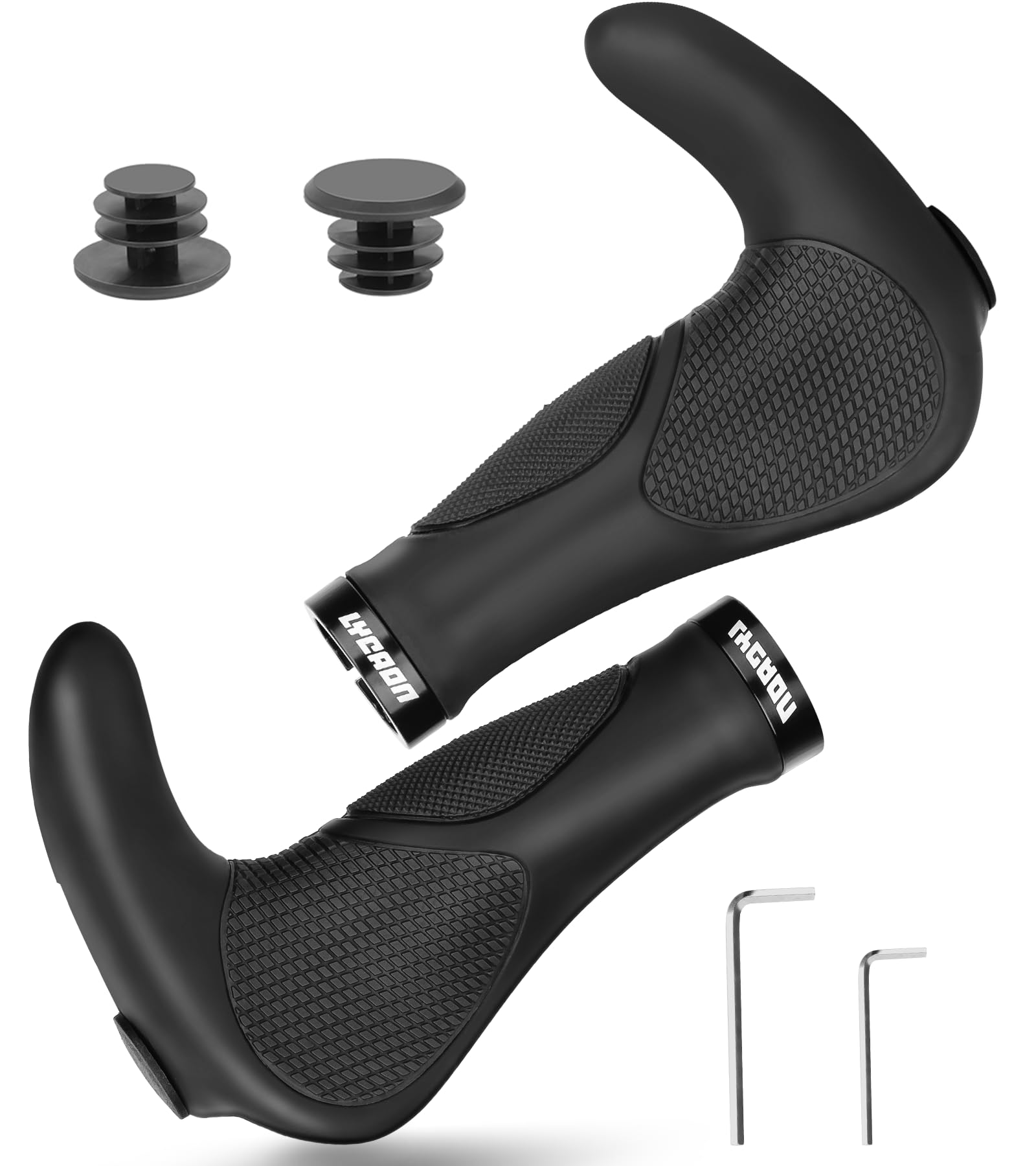 LYCAON Bike Grips Handlebar - Mountain Bike Hand Grip, Bicycle Handlebars Non-Slip-Rubber Adjustable Aluminum Lock - Scooter MTB BMX Road Foldable Bike Handle