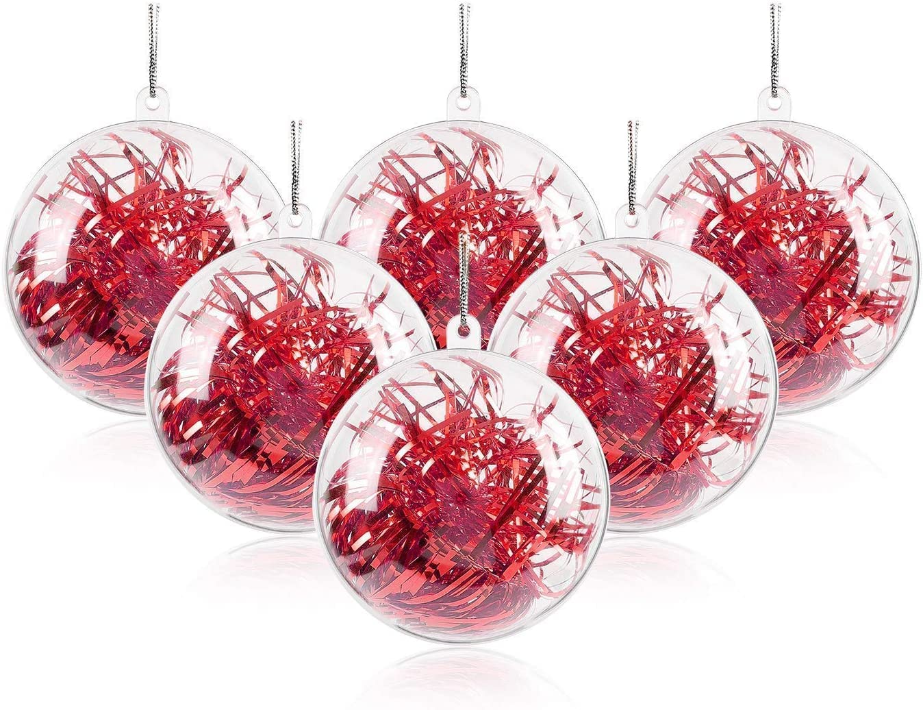 Aka Clear Baubles Christmas Tree Decorations, Clear Fillable Baubles Clear Empty Plastic Baubles Hanging Ball Ornaments Christmas New Year Wedding Birthday Party Decorations (50, 80Mm)
