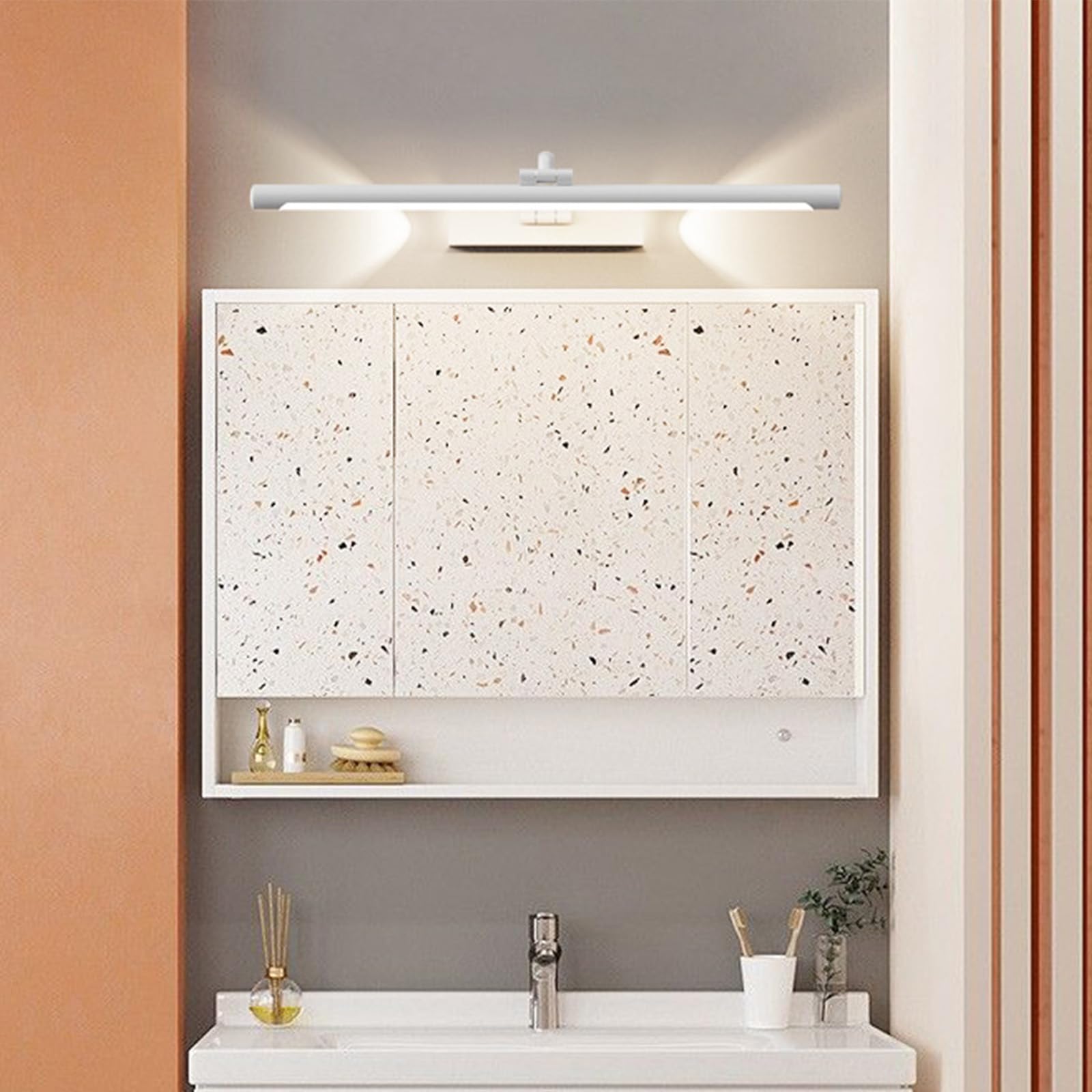 LED Spiegelleuchte Bad Wandleuchte 320° Drehung Einstellbarer Winkel Wandleuchten Bildbeleuchtung Wasserdicht Wandbeleuchtung Wohnzimmer Schlafzimmer Schminktisch (Weißes Neutrales Licht,40cm)