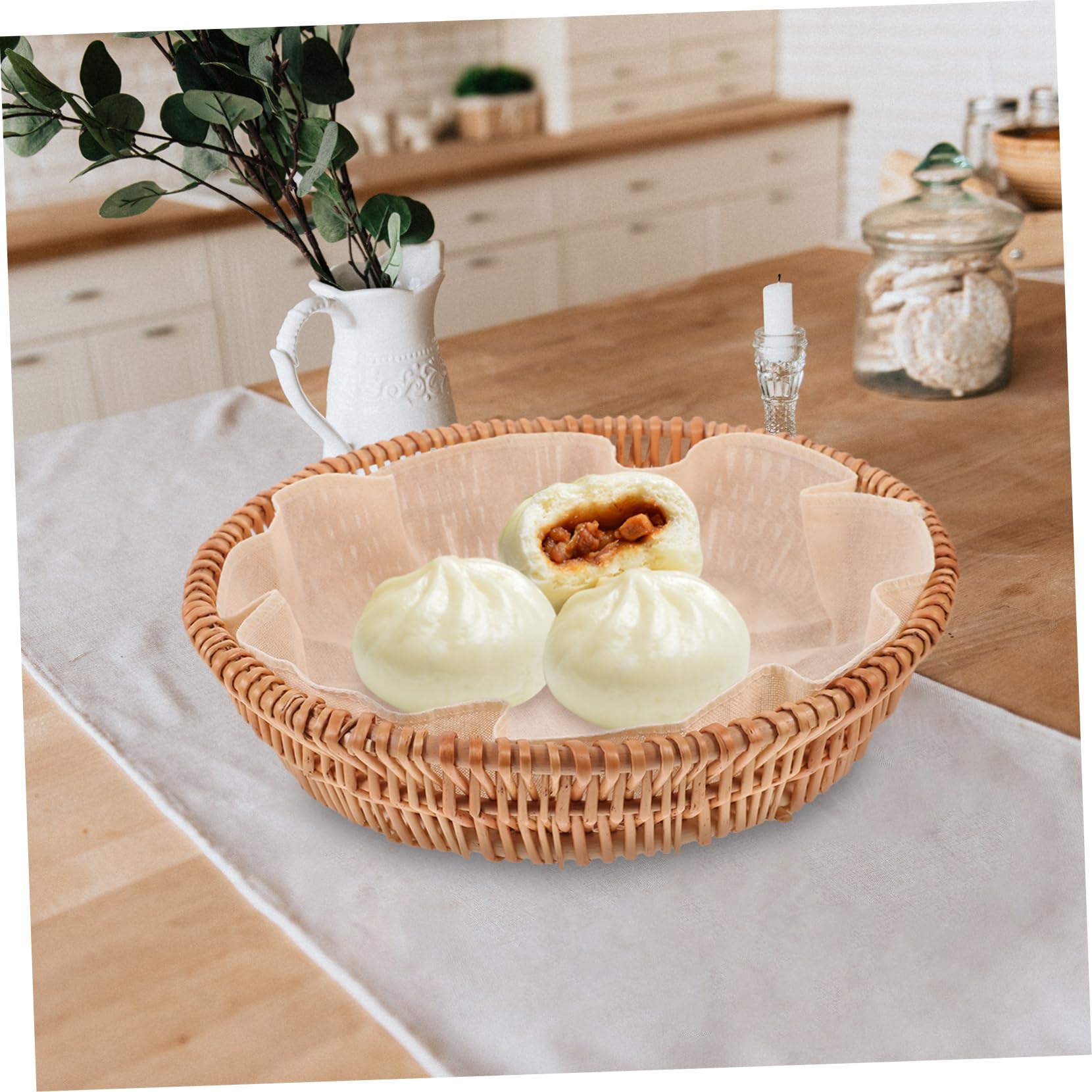 Cesto Intrecciato Rattan Per Pane e Frutta Contenitore Versatile Per Cucina e Ristorante Design Rustico Per Organizzazione e Stoccaggio Di Alimenti e Piccole Cose Medie