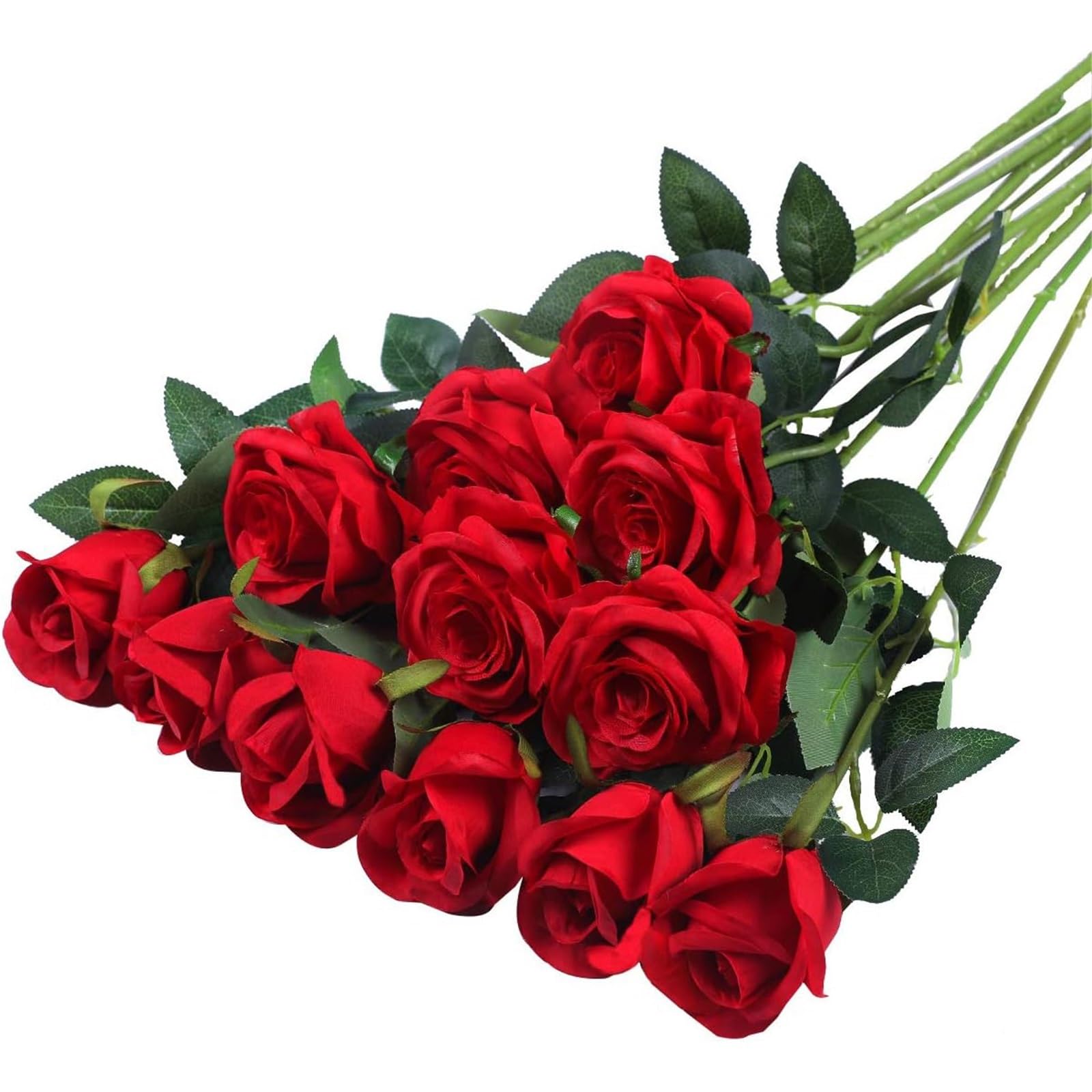 Dcrxz Artificial Flowers 10pcs Realistic Artificial Rose Bouquet for Weddings, Birthdays, and More for Floral Arrangements and Home Decor(Red)