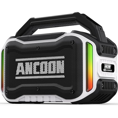 Speakers Bluetooth Wireless: 80W(Peak) Loud Speaker with Bass, 20H Playtime, IPX6 Waterproof, Large Jobsite Speakers for Work, Outdoor, Workshop, Garage, Portable Speaker with TWS (White)