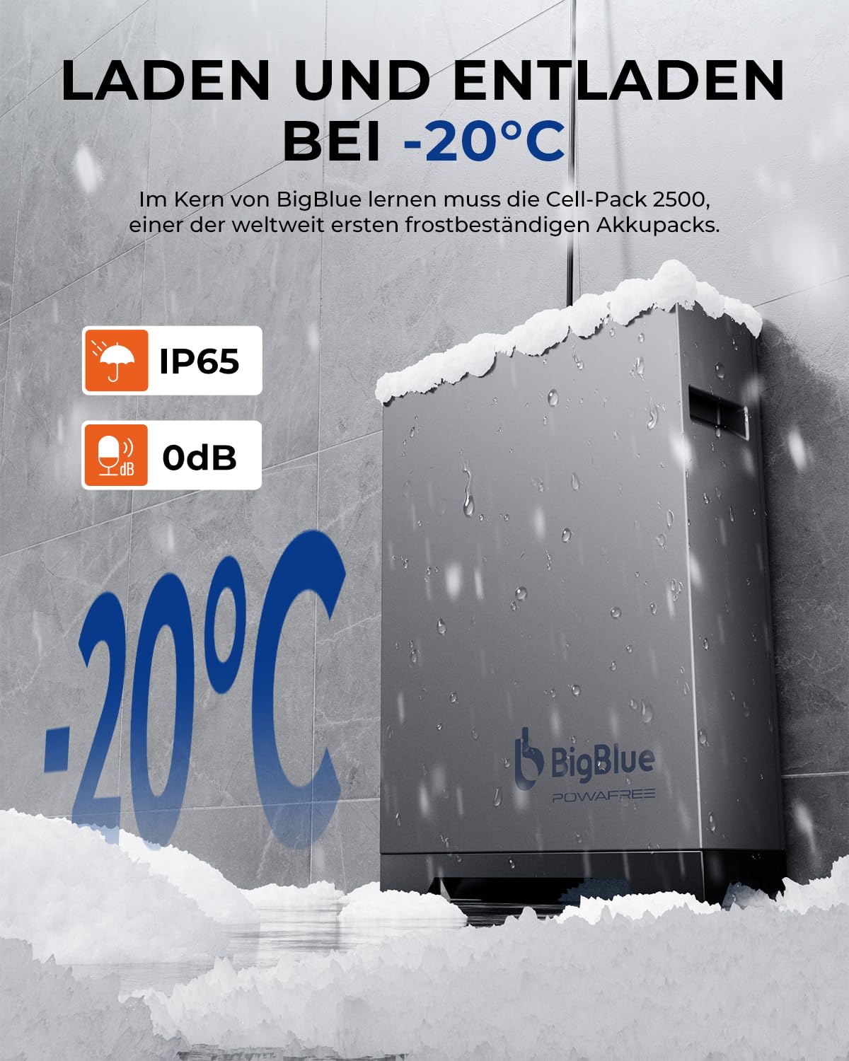 【-20℃ Funktioniert & 2560Wh LFP-Akkukapazität】BigBlue Powafree Balkonkraftwerk mit Speicher, 3 MPPT Tracker mit 800W Solar Eingang, IP67, Plug&Play, App-Steuerung, für Innen und Außenbereich, 0% VAT
