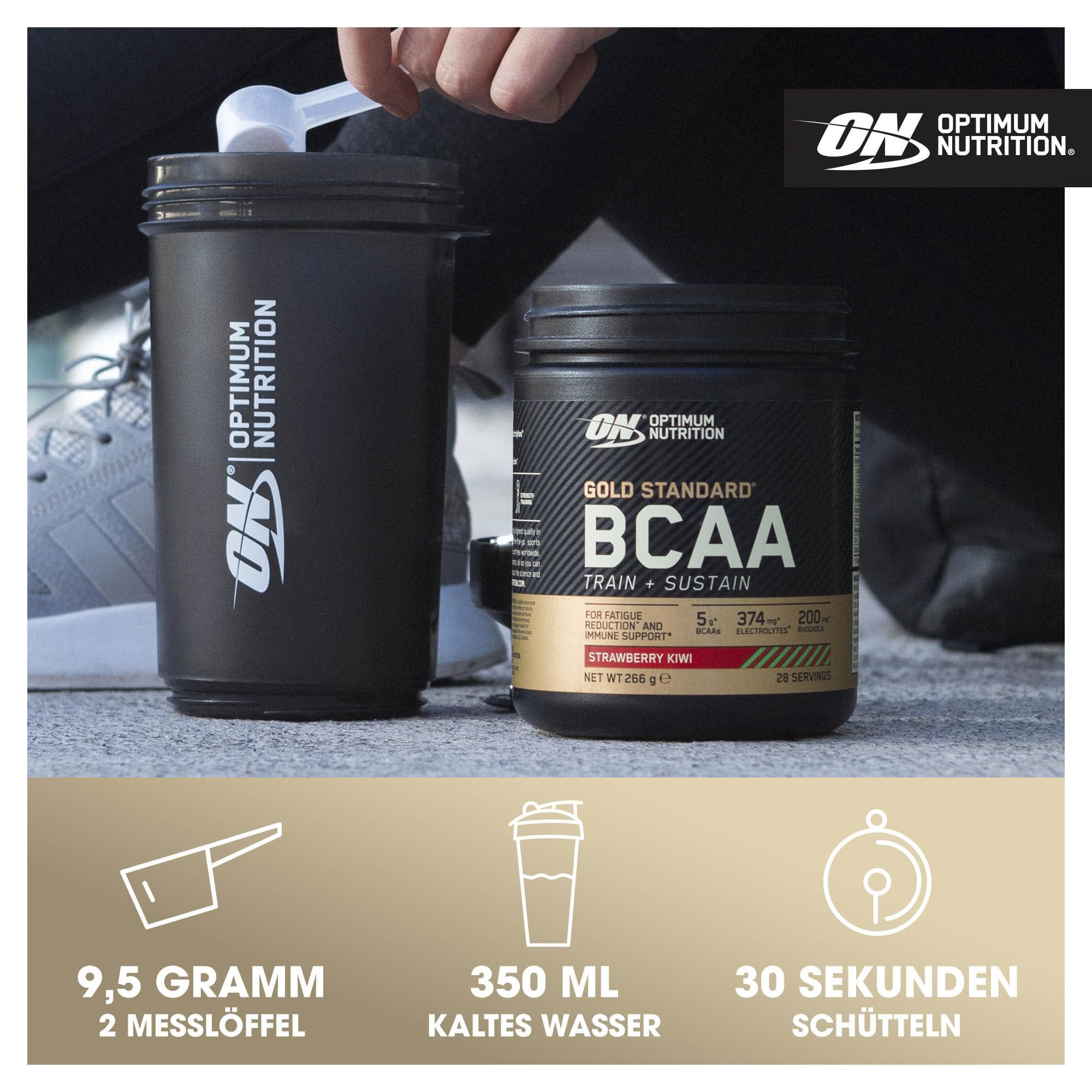 Optimum Nutrition Gold Standard BCAA Pulver, Geschmack Pfirsich und Passionsfrucht, 266g, 28 Portionen
