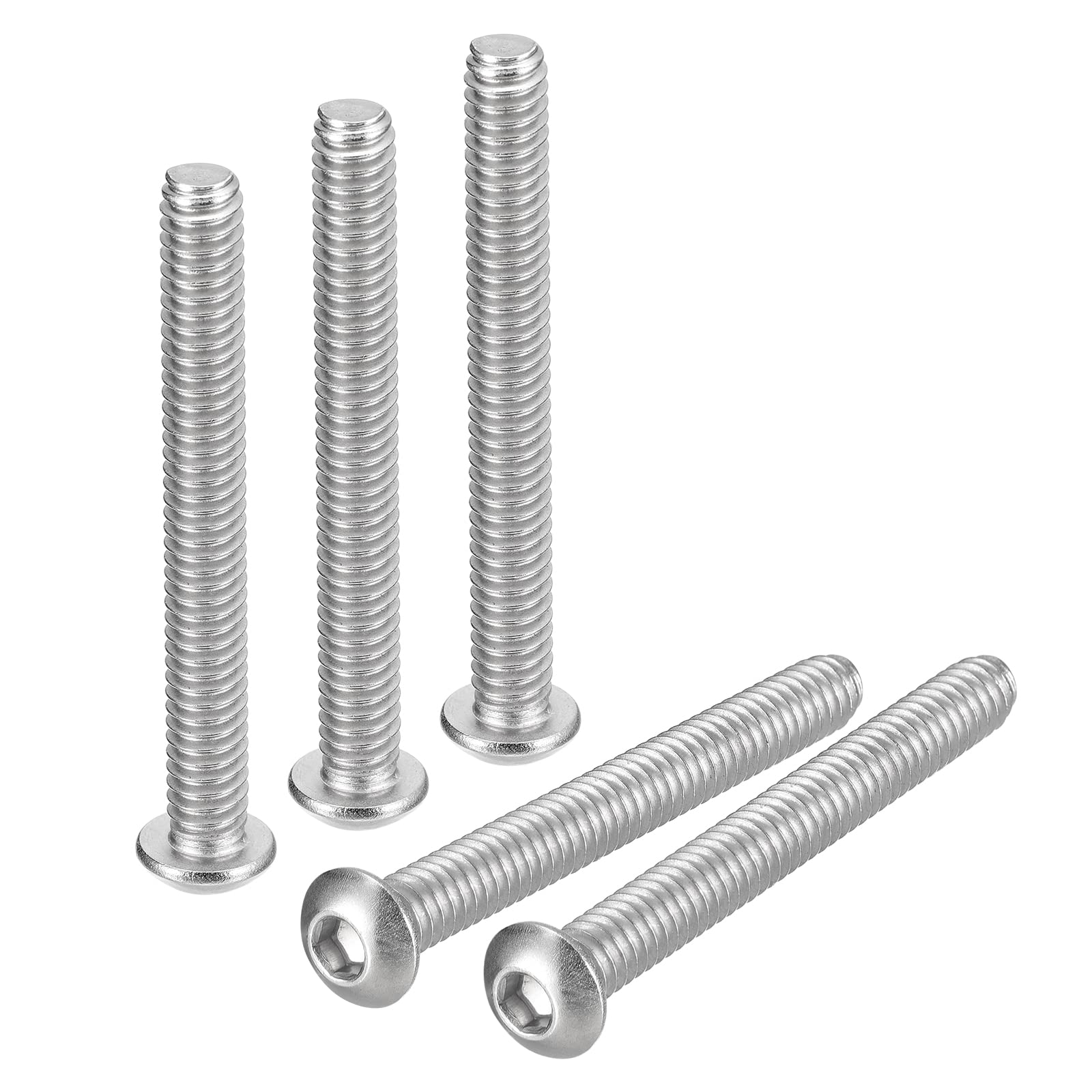 uxcell 1/4-20x2-1/4 Button Head Socket Cap Screws, 10pcs 304 Stainless Steel Fasteners Hex Bolts Screws, Full Thread Hex Drive Screws