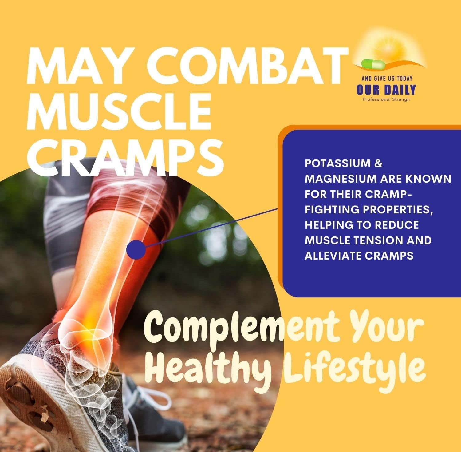 Our Daily Vites Magnesium Potassium Complex 90 Capsules Supplement High Absorption Magnesium Aspartate Oxide Support Vascular Health & Leg Cramp Potassium Aspartate Chloride