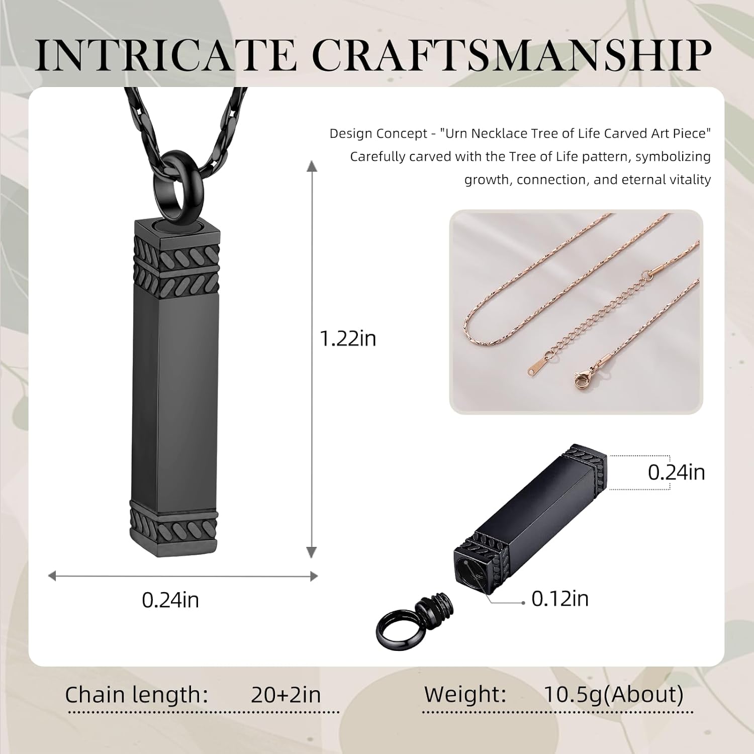 Urn Necklace for Men Women Cube Bar Cremation Jewelry for Ashes Keepsake Ashes Necklace Pendent with Keepsake Urn Memorial Ash Jewelry - Image 2