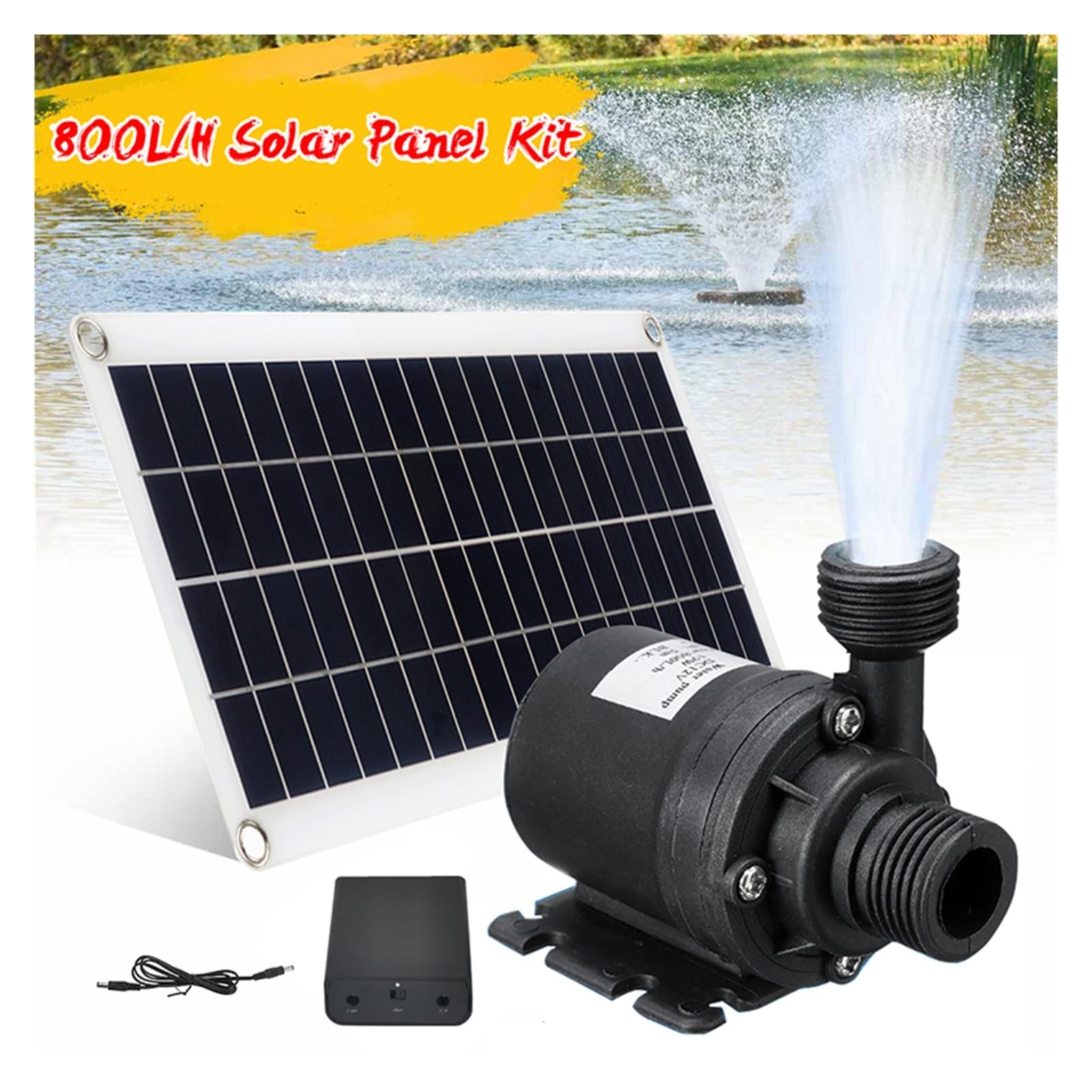 Kit de panel solar Bomba de agua solar sin escobillas Panel fotovoltaico de celda solar Bomba de agua de fuente Bomba de estanque de piscina de agua Impermeable y duradero