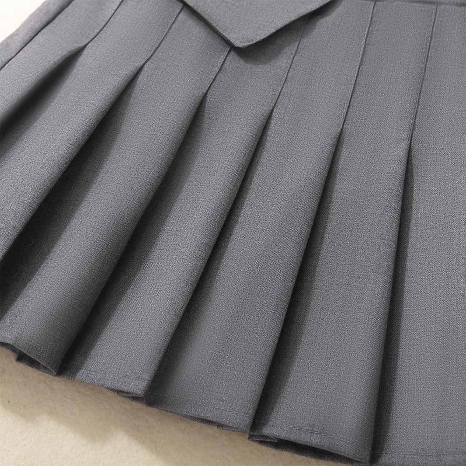 Générique Jupe d'été plissée pour Filles, Style Classique Scolaire, Jupe Courte trapèze épurée, idéale au Quotidien. (Grey, 4-5 Years)