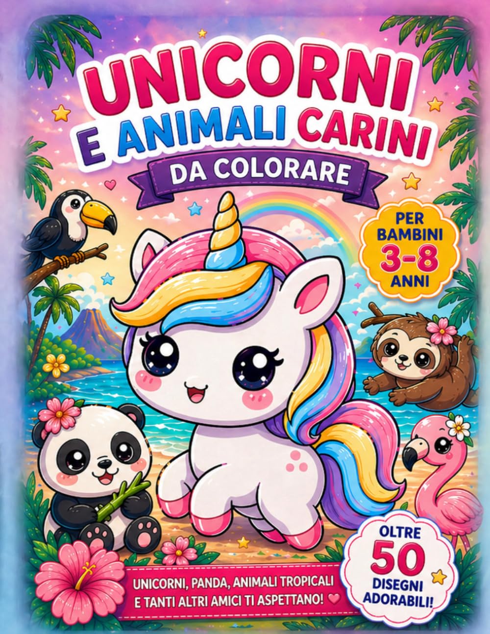 UNICORNI e... animali carini da colorare: Coloring book unicorn kids italian