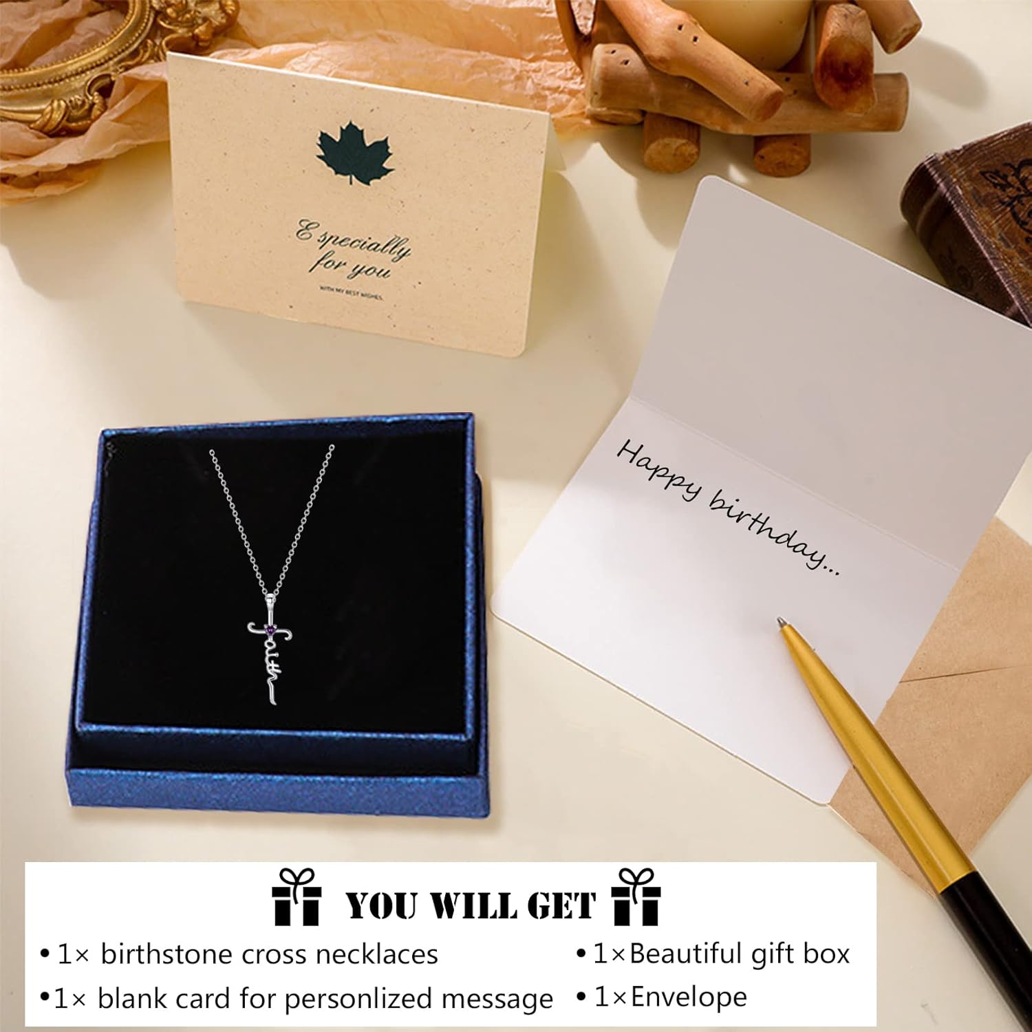 Silver Cross Necklace for Women, Sterling Silver Chain Birthstone Faith Cross Pendant Necklaces Christmas Christian Religious Birthday Gifts for Her, with Gifts Box - Image 7
