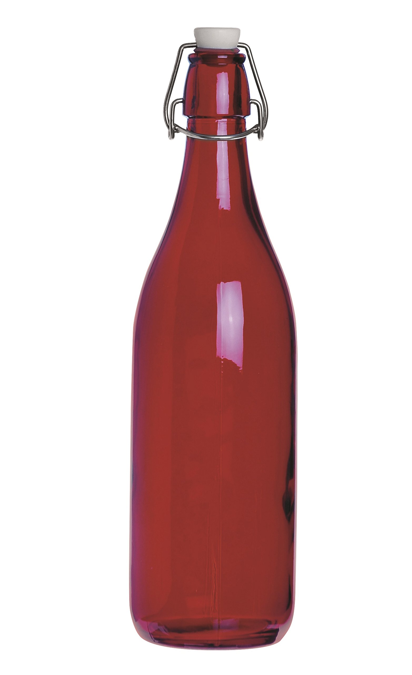 Excelsa Happy Color Smooth 1 Litre Bottle, Glass, Red, 8 x 8 x 30 cm