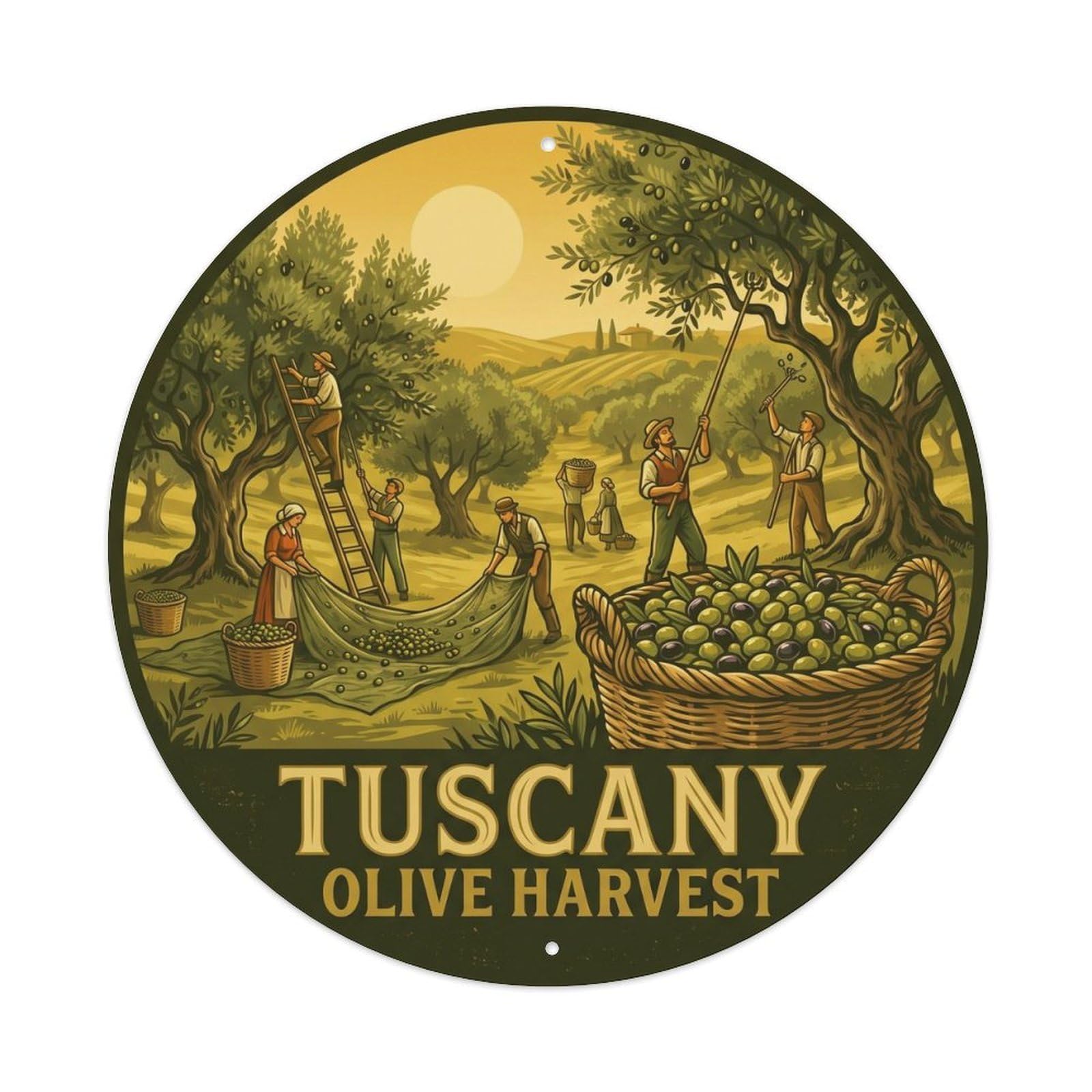 Classic Tuscany Italy Olive Harvest Food Culture Travel Metal Tin Sign