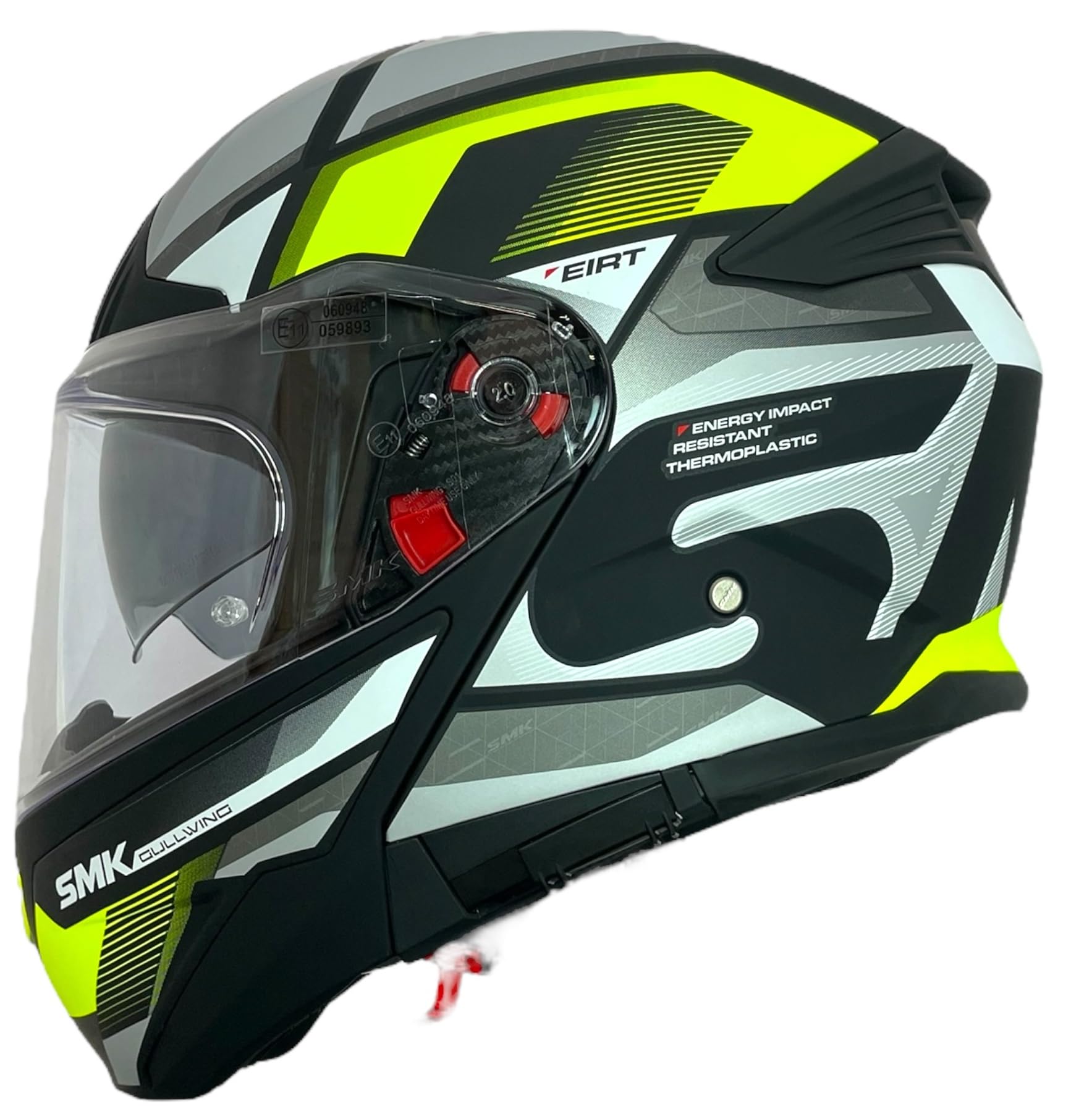 SMK Helmets Casco Modular GULLWING Venture Decorado Mate Blanco Y Amarillo 22.06 con Doble Visor P/J (L 59/60)