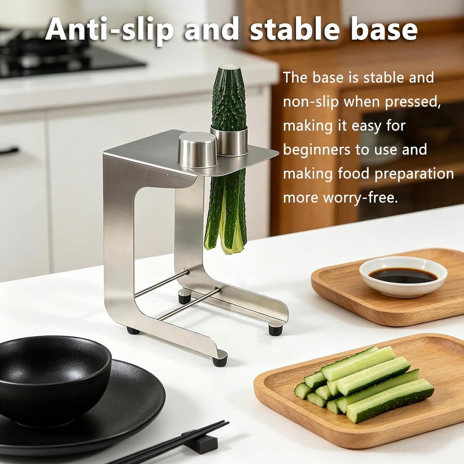 JOSBY Affettatrice Manuale per Cetrioli, Base Antiscivolo, in Acciaio Inox 304, Affettatrice Professionale per Verdure, velocità di Taglio 10 Fette al Minuto, Diametro di Taglio 45 Mm, Ideale per