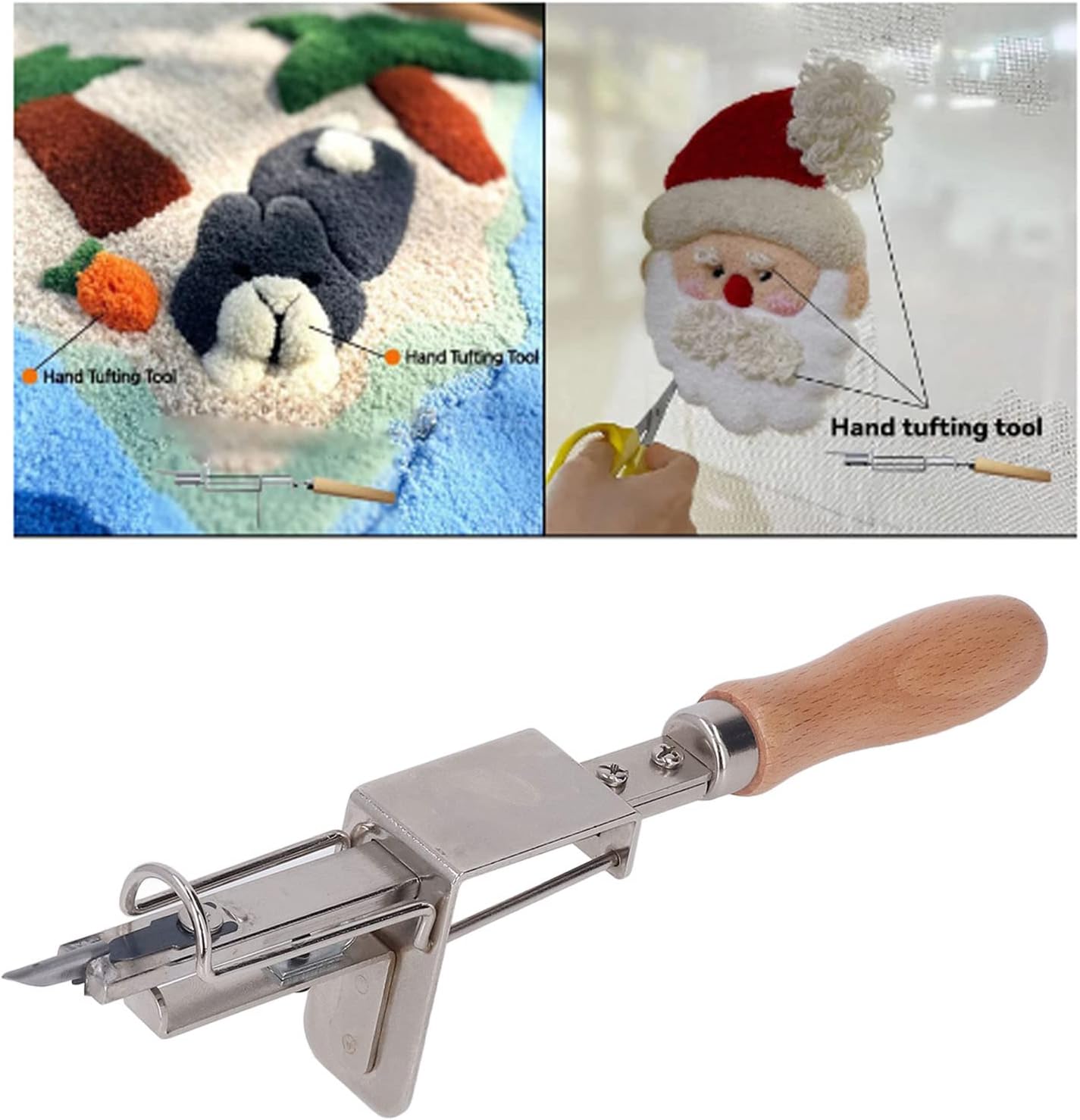 Carpet Tufting Handtool Punch Needle Wooden Handle Sturdy Metal Quick Flexible Operation Rug Tufting Tool for Home Craft Beginner