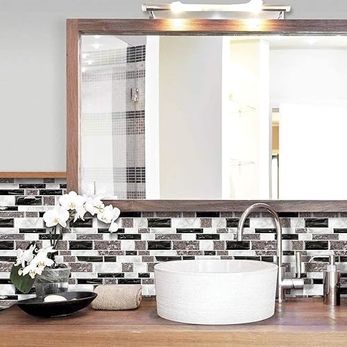 Vista 107 de STICKGOO - Azulejos autoadhesivos para loseta en muro, 12 x 12 pulgadas, azulejos autoadhesivos para loseta en muro de cocina y baño