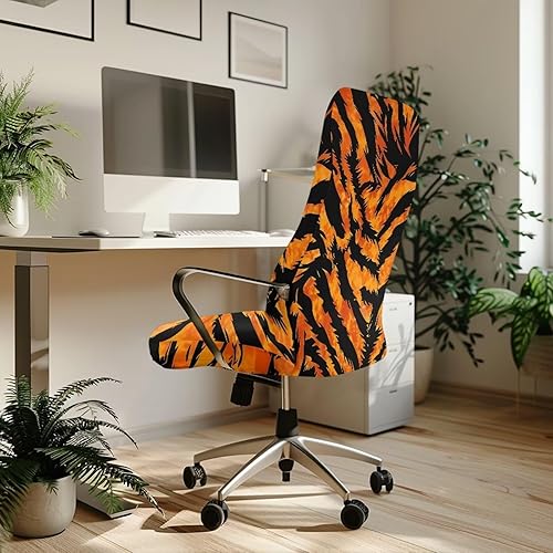 Miniatura 3 de Xoenoiee Fundas para silla de oficina con estampado de rayas de tigre, funda elástica para silla de juegos de computadora, fundas universales para