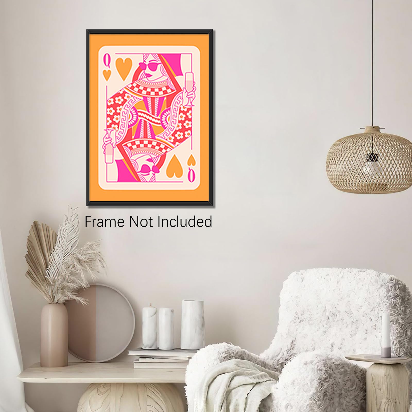 Stampa Su Tela Asso Di Cuori - Quadro Carte Da Gioco Rosa - Decorazione Parete 40,6x61 Cm Senza Cornice - Estetica Per Camera Ragazze