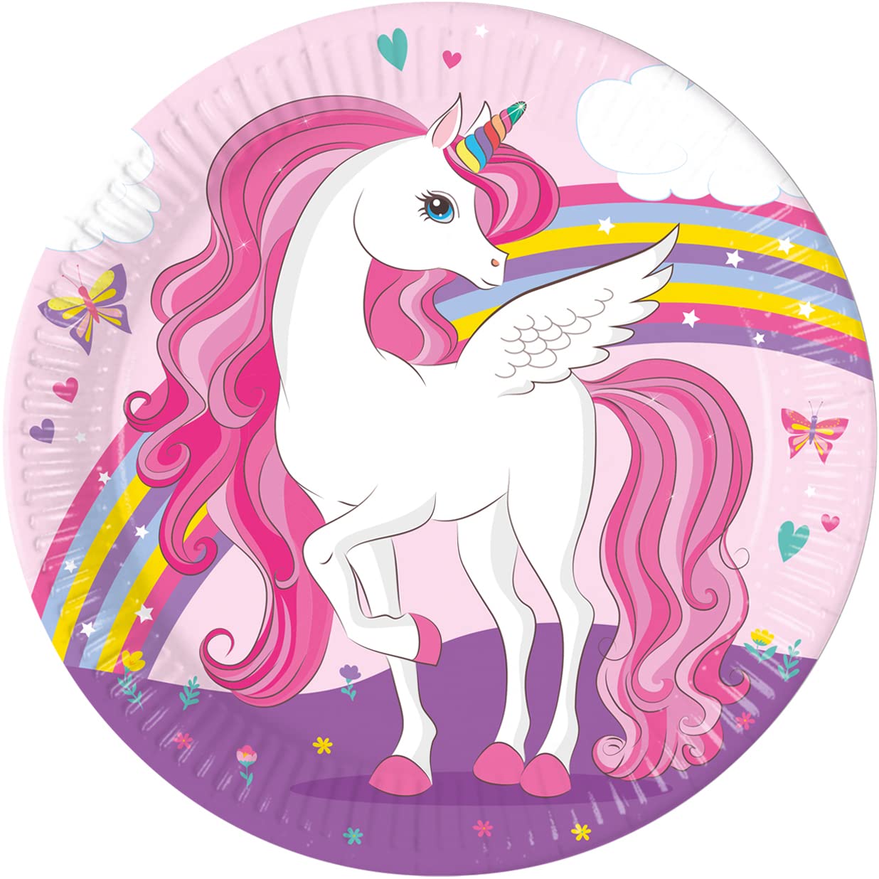 Procos - Zestaw imprezowy S Unicorn Rainbow, 52-częściowy zestaw, 16 talerzy, 16 kubków, 20 serwetek, naczynia jednorazowe, naczynia imprezowe, dekoracja stołu