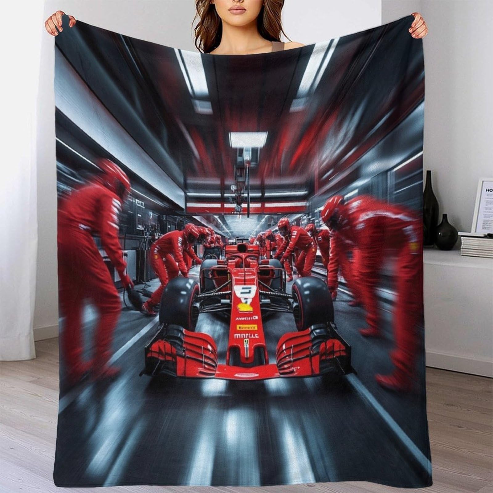 Przytulny koc 3D Touch, 200 x 230 cm, koc polarowy, miękki, ciepły koc wełniany, narzuta na kanapę, koc Pit Stop na sofę, koc dzienny, koc do mieszkania
