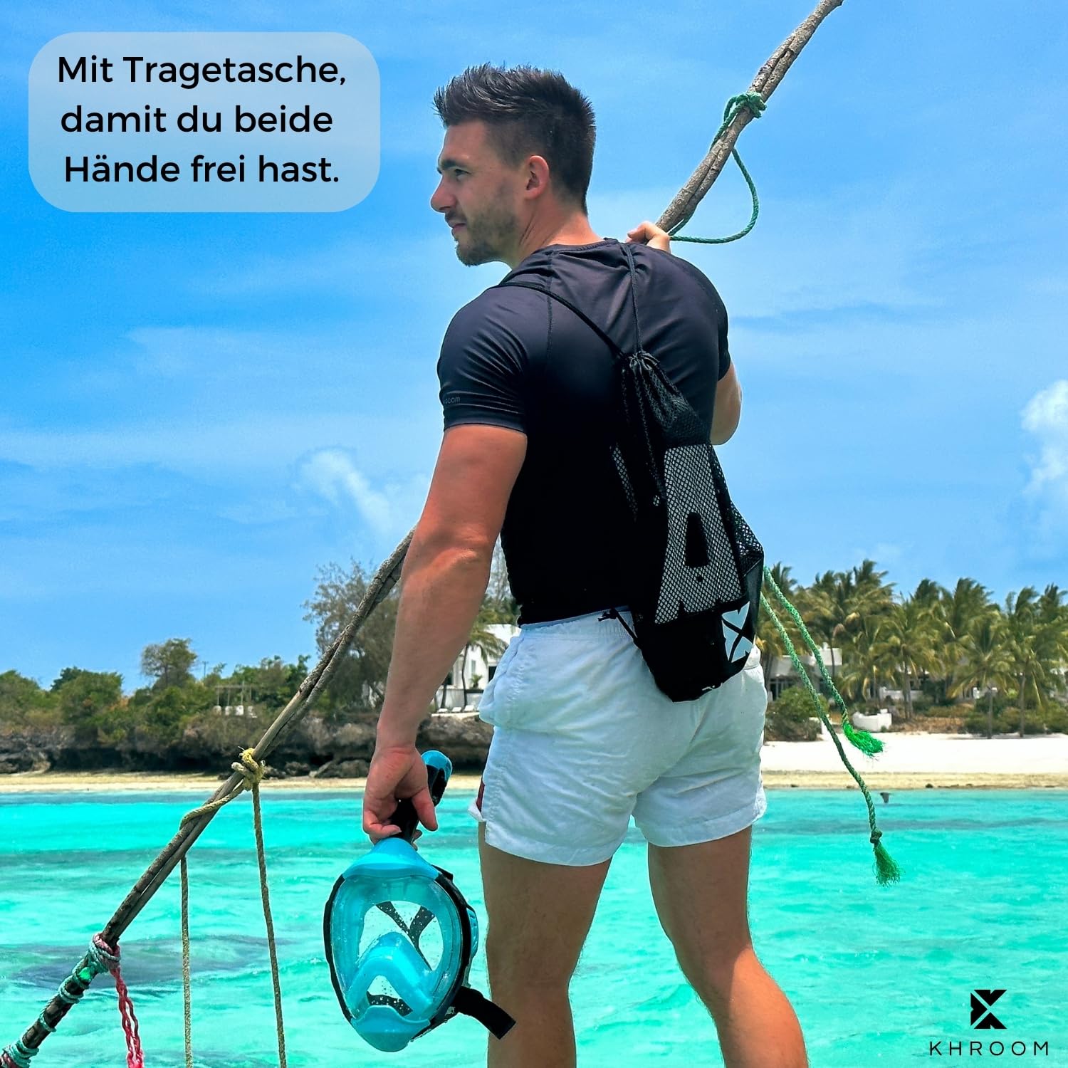 Khroom Schnorchelflossen verstellbar Flossen Erwachsene & Kinder | Kurze Taucherflossen & Flippers zum Schnorcheln Schwimmen Tauchen | leichte Schwimmflossen für Urlaub & Pool