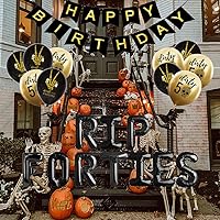 Vista 6 de RIP FORTIES - Suministros para fiesta de cumpleaños número 50, pancarta de feliz cumpleaños, globos, divertidas decoraciones de cumpleaños 50