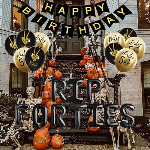 Miniatura 6 de RIP FORTIES - Suministros para fiesta de cumpleaños número 50, pancarta de feliz cumpleaños, globos, divertidas decoraciones de cumpleaños 50