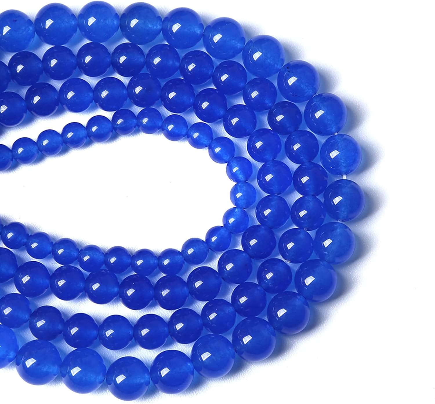 8MM 46PCS Deep Blue Chalcedony Natural Stone Loose Beads for Jewelry Making DIY Bracelet - Image 2