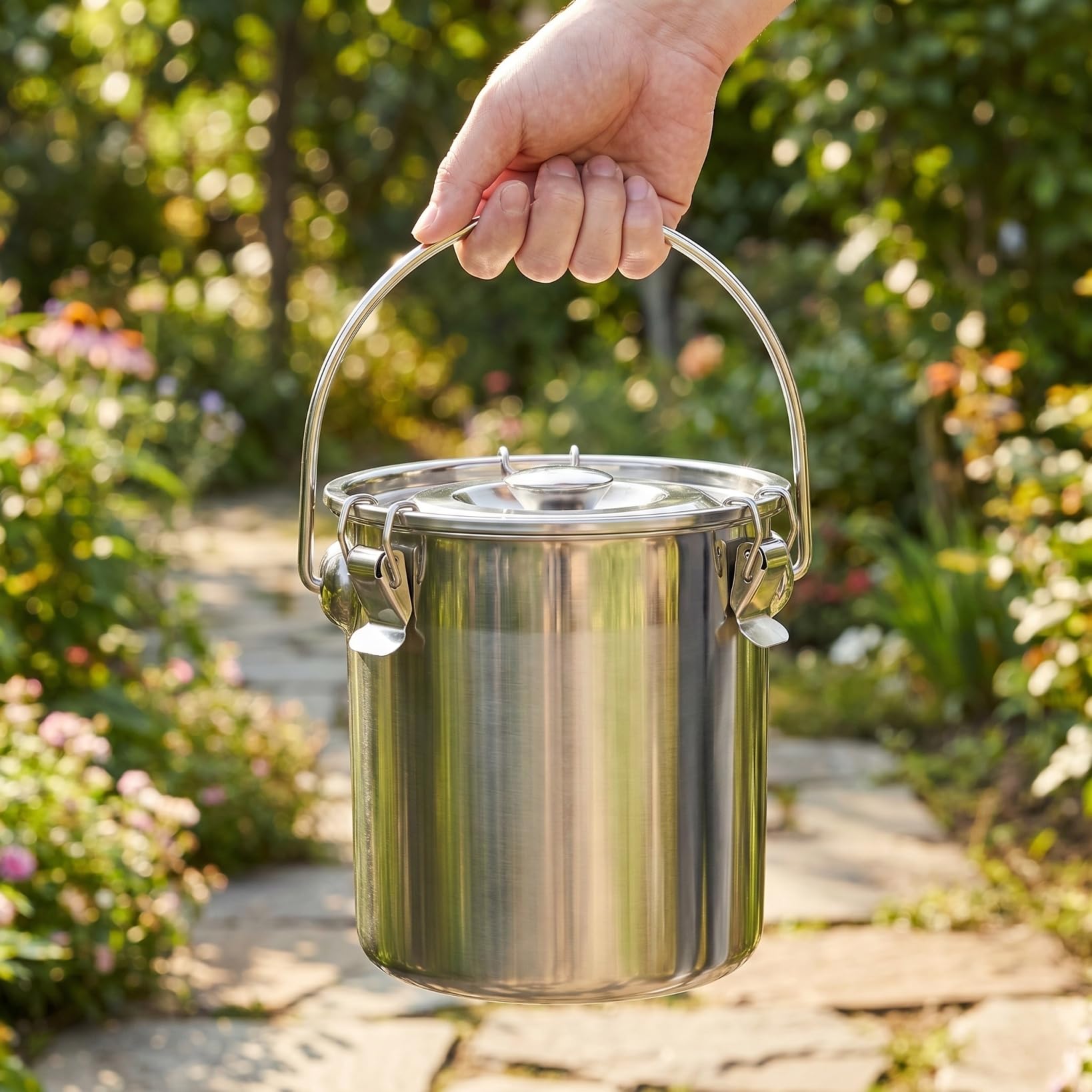 OUNONA Recipiente de almacenamiento sellado de acero inoxidable 3L con tapa segura Tarro de almacenamiento hermético para alimentos, café y almacenamiento doméstico