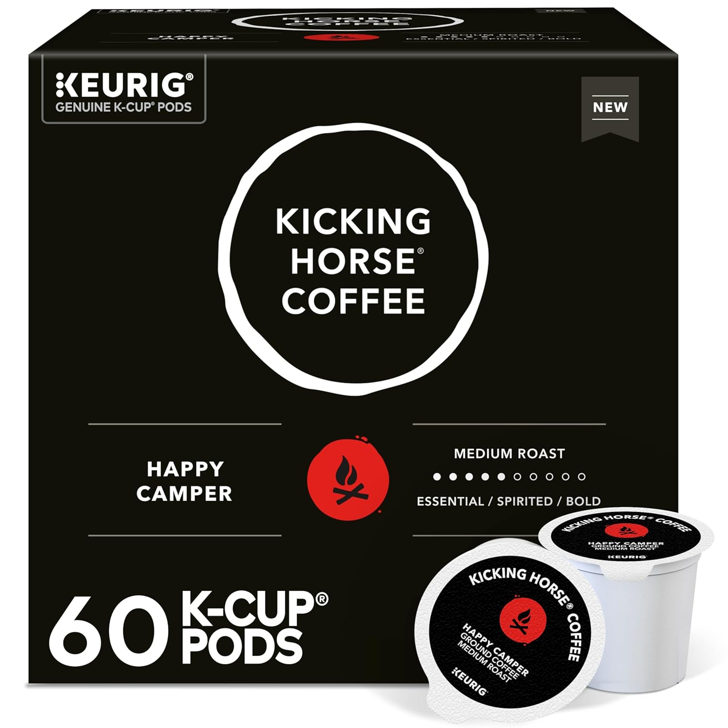 Kicking Horse Coffee, Happy Camper, Single Serve Keurig K-Cup Pods, Medium Roast Coffee, 60-Count Box