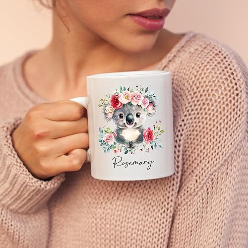 Miniatura 5 de Taza de café Koala personalizada, regalo para cumpleaños, taza de café blanco Koala de 11 onzas, 15 onzas, impresionantes tazas de animales, taza de