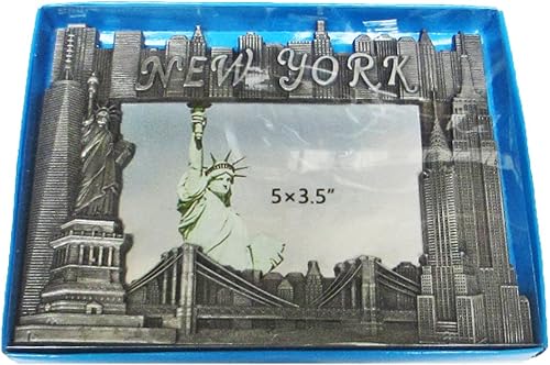 Miniatura 2 de New York Souvenir - Marco de fotos de metal con estatua de la libertad, edificio imperio estatal, torre de la libertad, horizonte de Nueva York