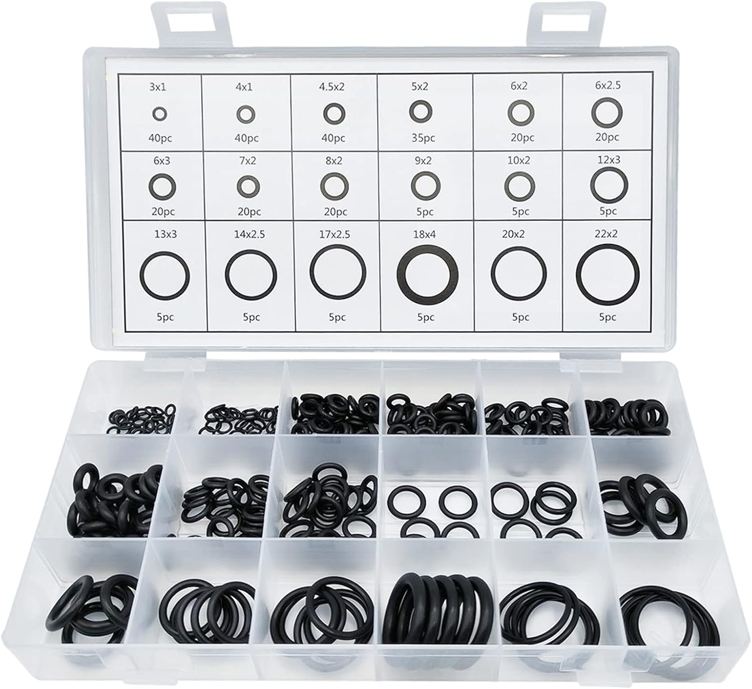 SUJADE 300 PCS Rubber O-Ring Assortment Kit, O Rings Seal Gasket Rubber Washer Assortment, O-Rings Gaskets Washers for Car, Plumbing, Faucet, Mechanic, Repairs, Air or Gas Connections