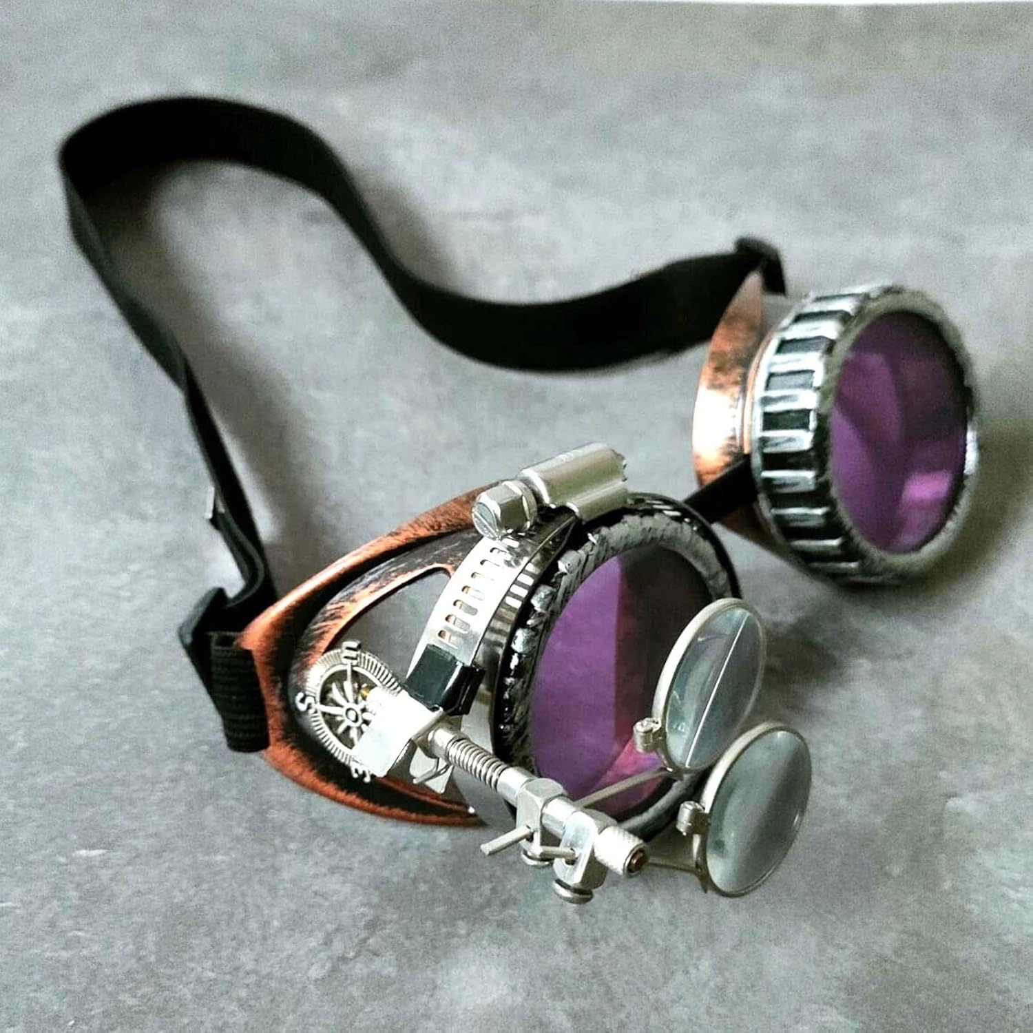 4x Funky Steampunk Glasses, Eyewear Photo Prop Ocular Loupe Gothic Costume Eyeglasses for Halloween, Cosplay, Party, Masquerade,