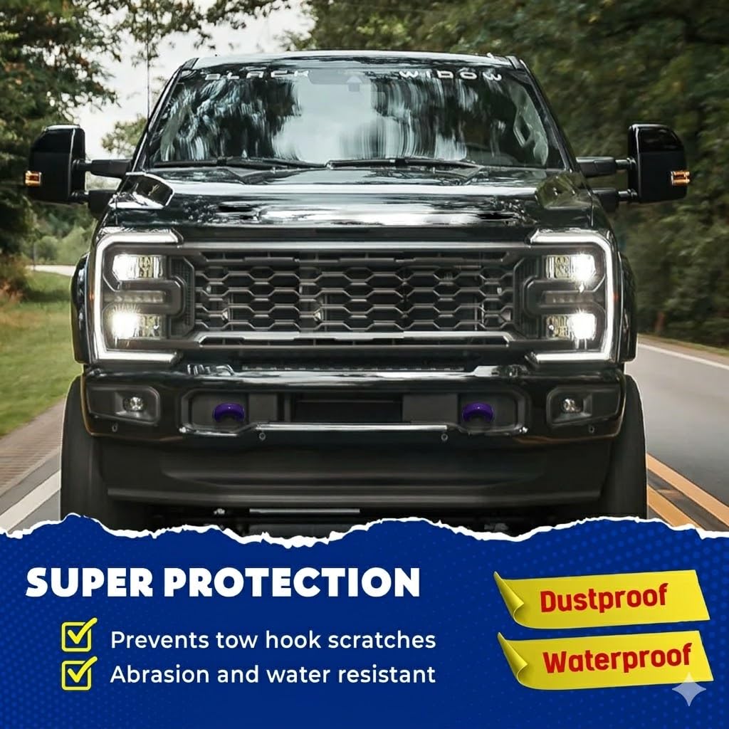 Fundas de gancho de remolque compatibles con accesorios Super Duty F250 F350 F450 2017 2018 2019 2020 2021 2022 2023 2024 2025 2026 - Diseño mejorado, goma de silicona, instalación gratuita (morado)