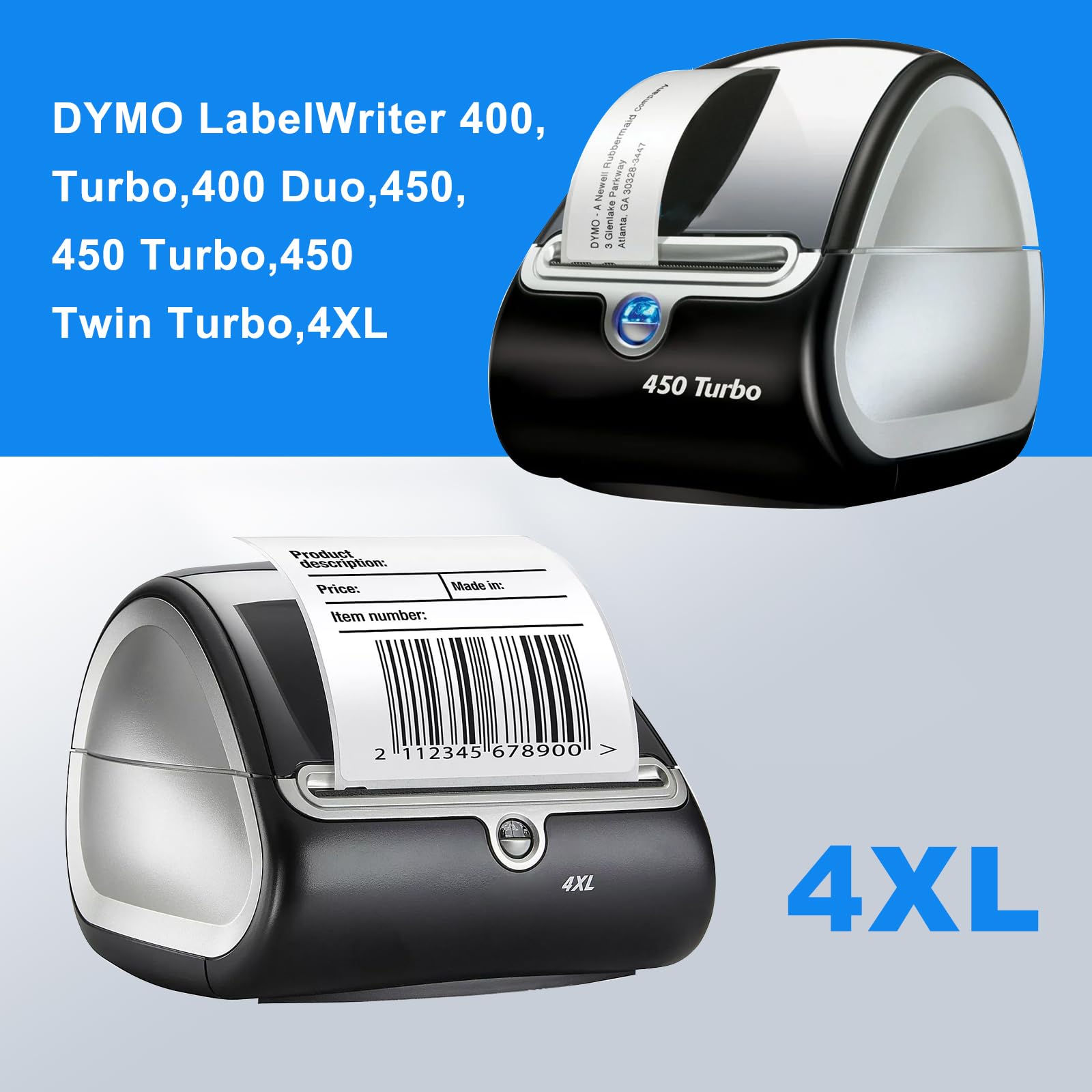 4 Rollen 11354 Große Adressetiketten, 32 mm x 57 mm für DYMO Etikettenrollen S0722540 mit je 1000 Etiketten kompatibel mit DYMO Labelwriter 550 5XL Labelwriter 450 4XL